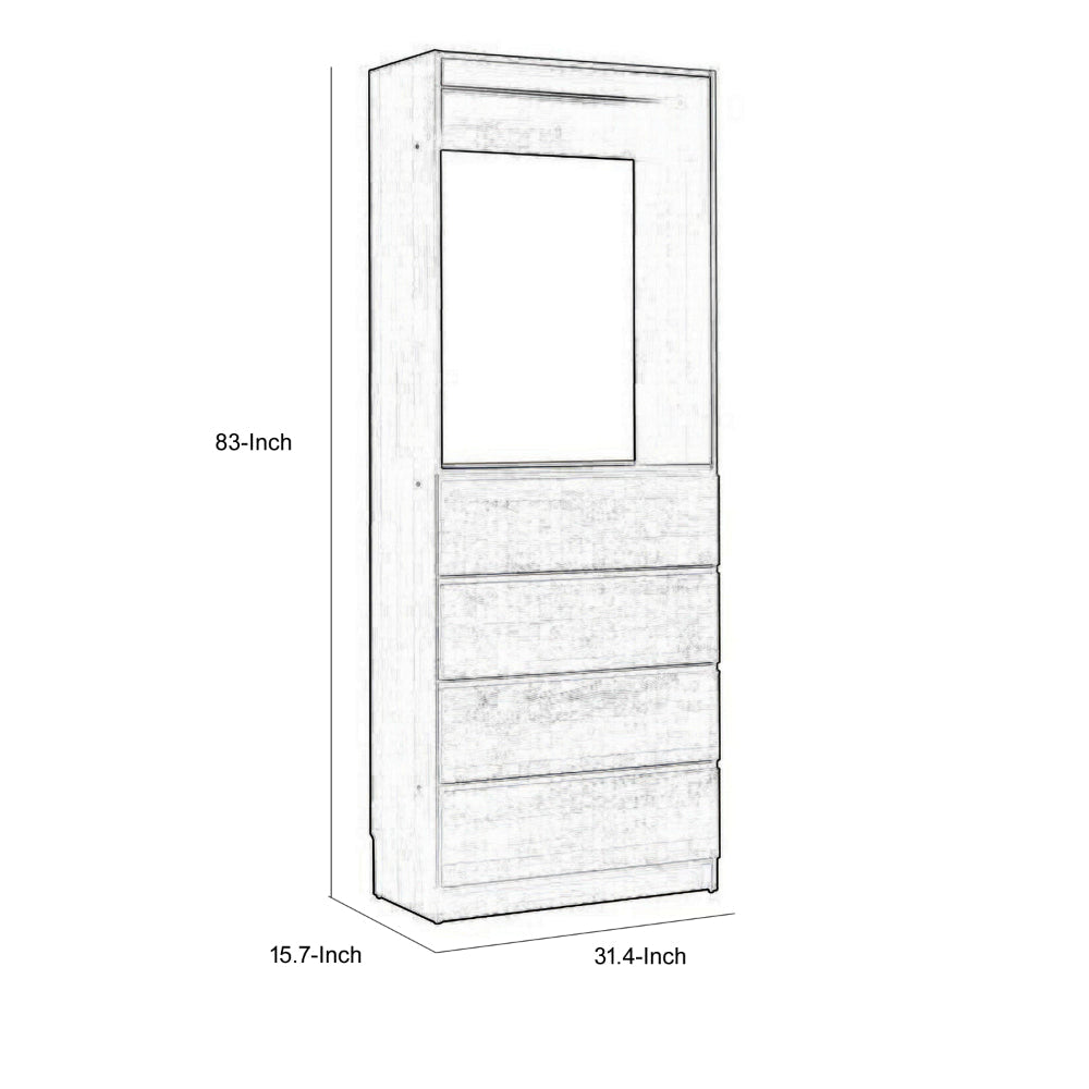 Dee Modular Closet System 1 Metal Hanging Rod and 4 Drawers Oak Brown By Casagear Home BM319590