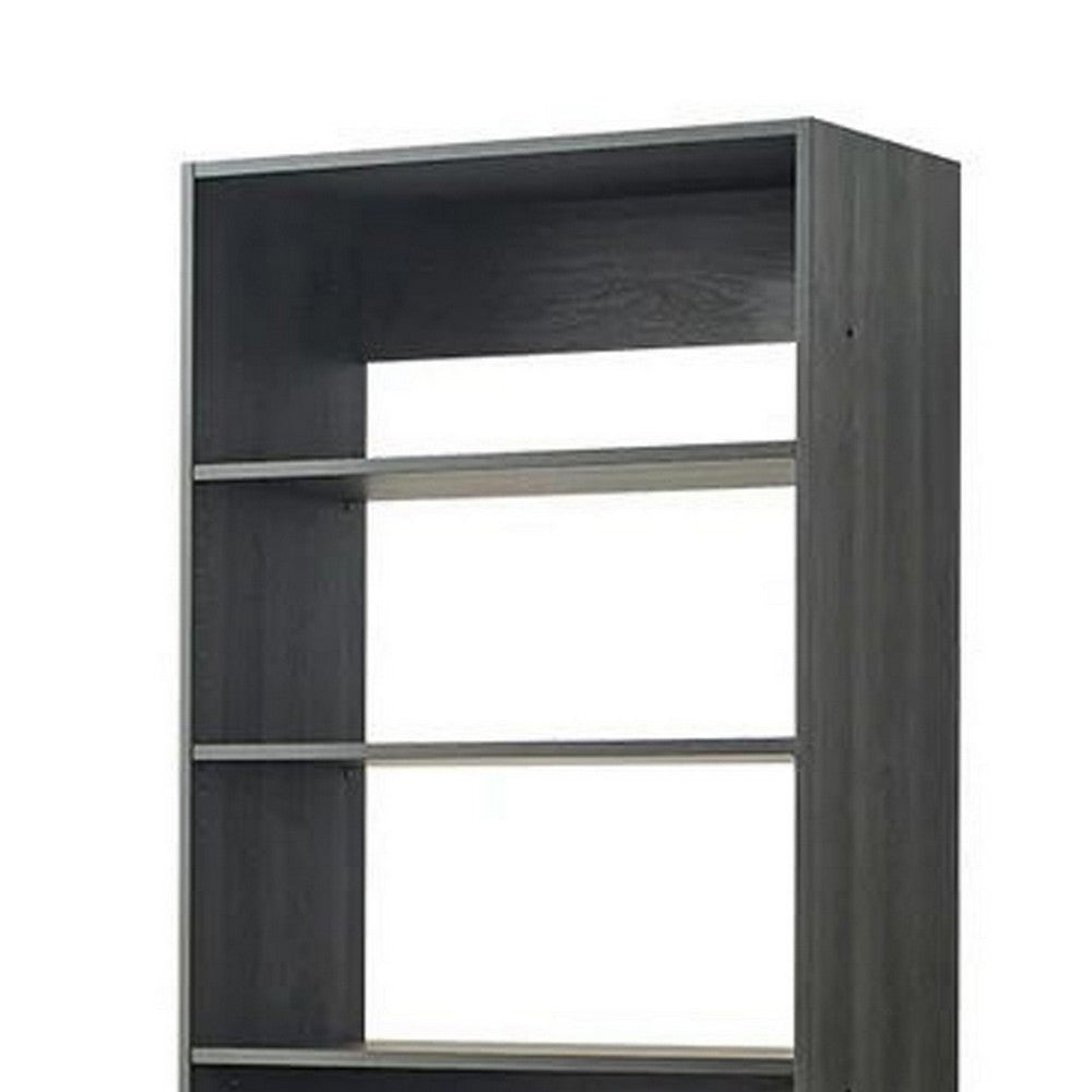 Dee Modular Closet System 5 Tier Storage Shelves Black Wood Finish By Casagear Home BM319596