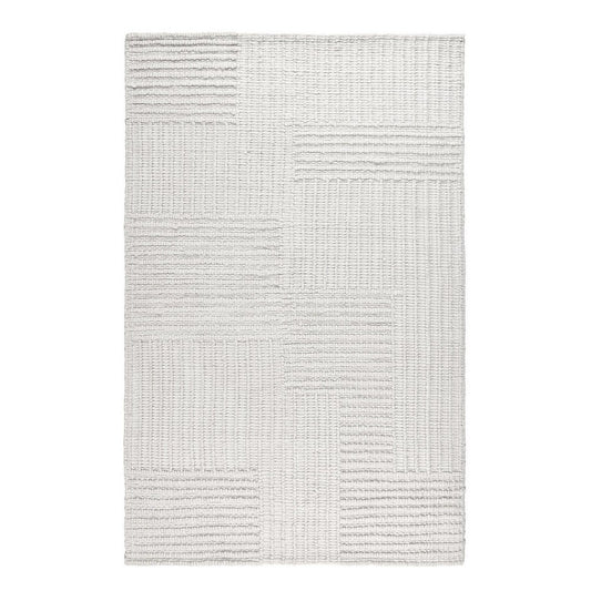 Reya 5 x 8 Medium Area Rug, Indoor Outdoor, Geometric Knotted Pattern Ivory By Casagear Home