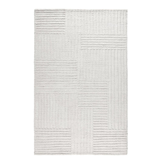 Reya 9 x 12 Extra Large Area Rug, Indoor Outdoor Geometric Knotted Ivory By Casagear Home