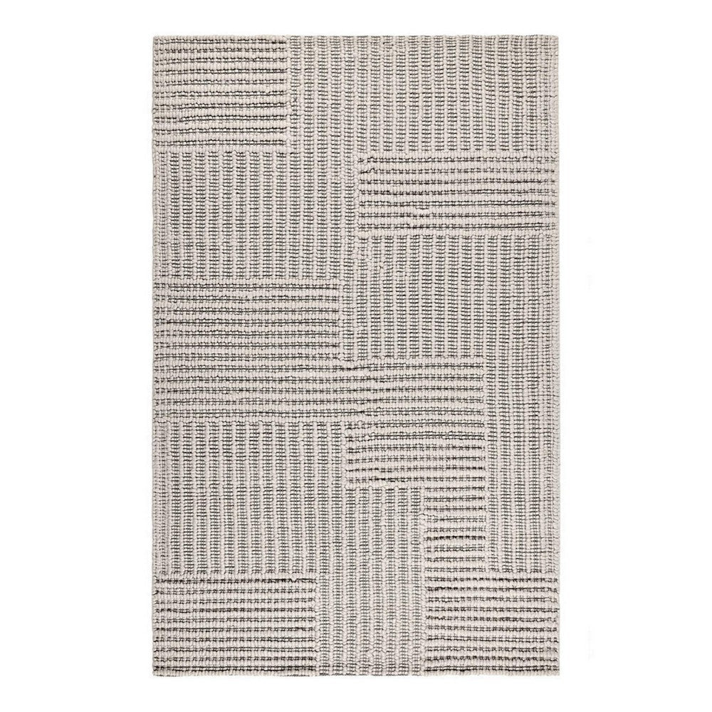 Reya 5 x 8 Medium Area Rug, Indoor Outdoor, Geometric Knotted Pattern Gray By Casagear Home