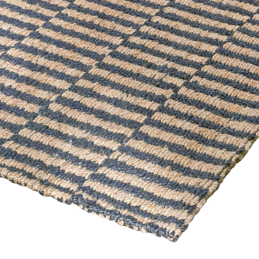 Tyn 9 x 12 Extra Large Area Rug Handwoven Striped Textured Blue Beige By Casagear Home BM319617