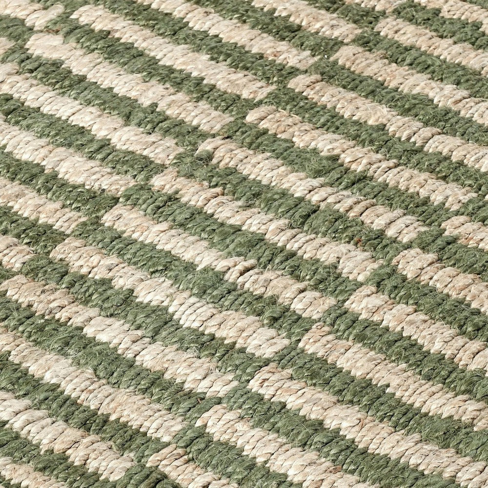 Tyn 8 x 10 Large Area Rug Handwoven Striped Textured Pattern Green Beige By Casagear Home BM319619