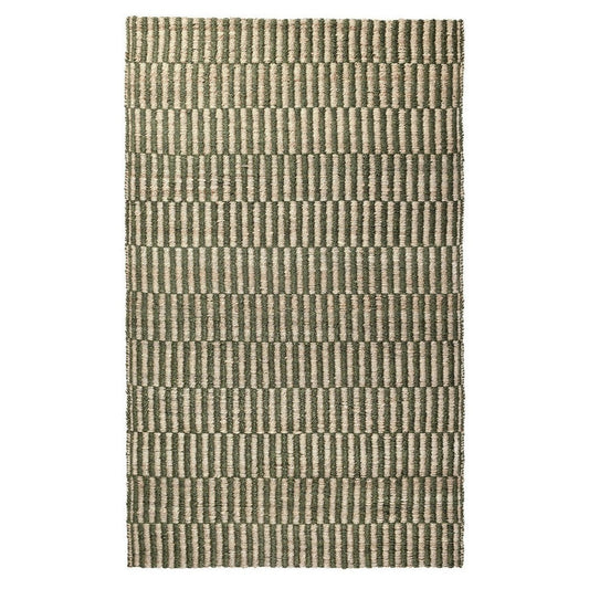 Tyn 8 x 10 Large Area Rug, Handwoven Striped Textured Pattern, Green Beige By Casagear Home