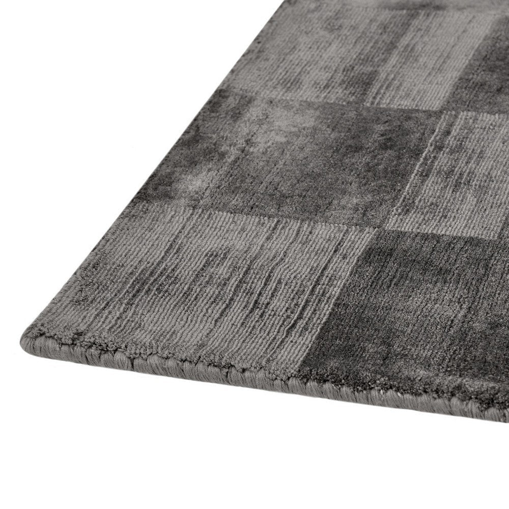 Sina 5 x 8 Medium Area Rug Handwoven Classic Check Pattern Black Gray By Casagear Home BM319624