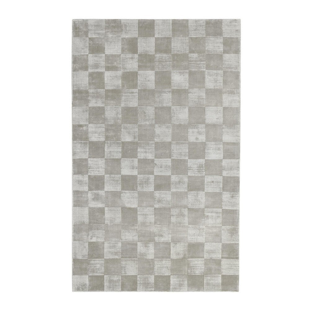 Sina 5 x 8 Medium Area Rug, Handwoven Classic Check Pattern, Light Gray By Casagear Home