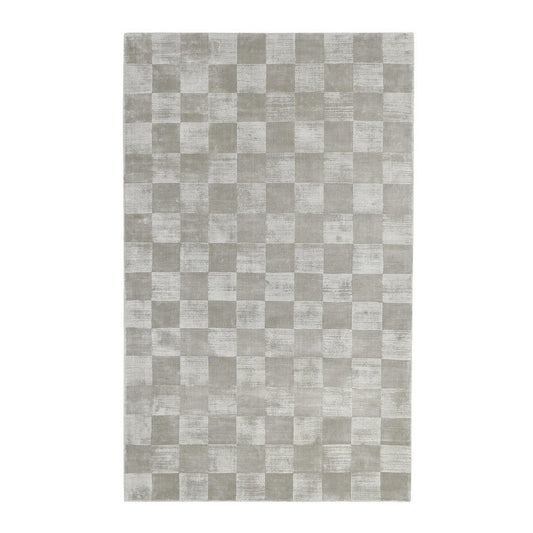 Sina 8 x 10 Large Area Rug, Handwoven Classic Check Pattern, Light Gray By Casagear Home