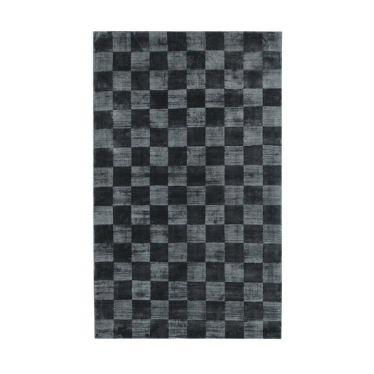 Sina 8 x 10 Large Area Rug, Handwoven Classic Check Pattern, Dark Blue By Casagear Home