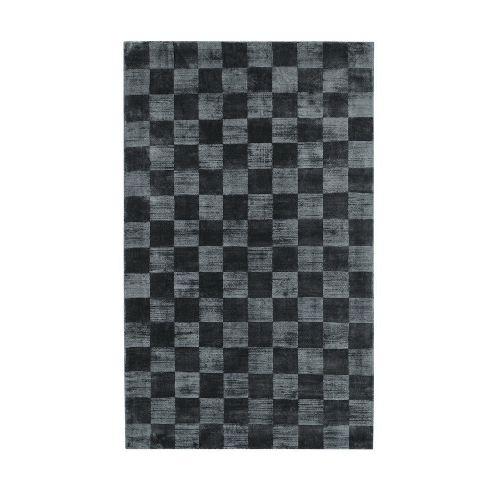 Sina 9 x 12 Extra Large Area Rug, Handwoven Classic Check Pattern, Black By Casagear Home