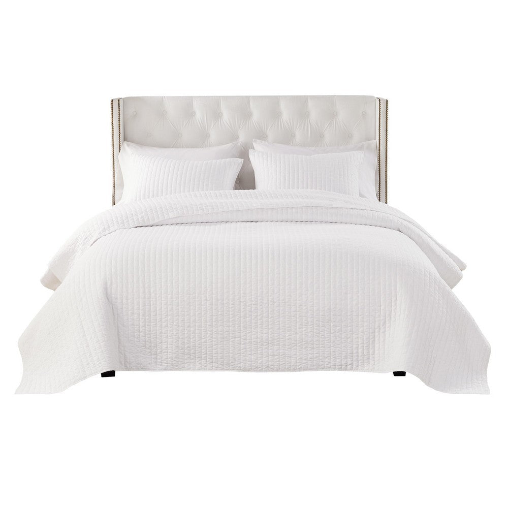 Xumi 3pc Cal King Quilt and Pillow Sham Set, Channel Style Antique White By Casagear Home