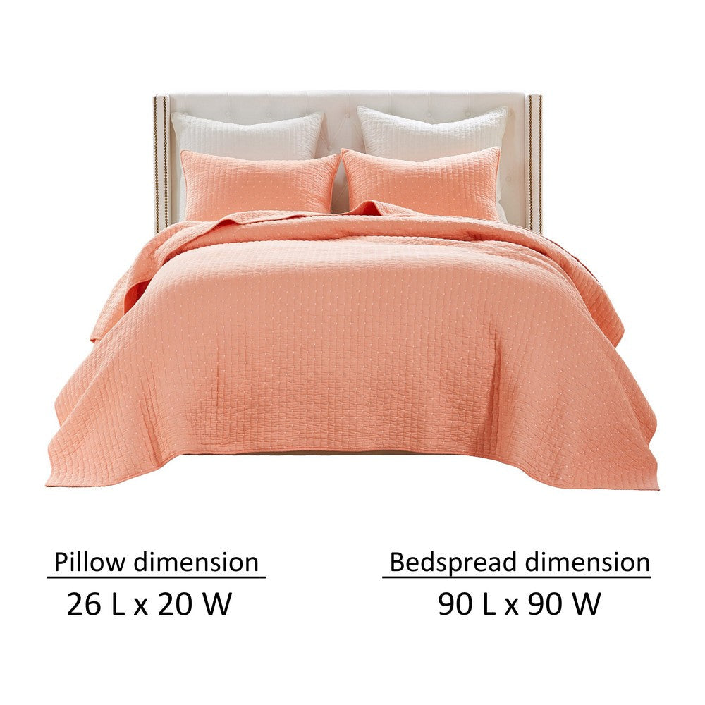 3pc Full Queen Quilt and Pillow Sham Set Channel Design Coral Cotton By Casagear Home BM319643