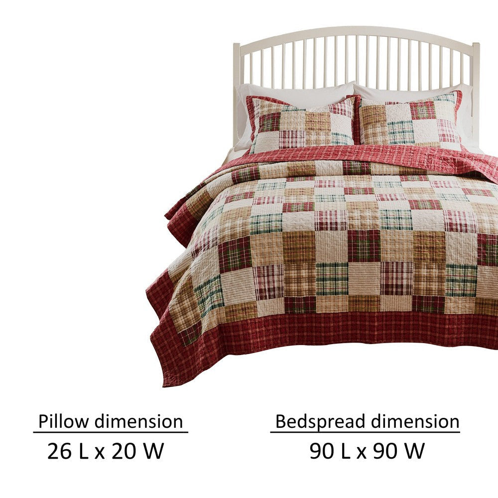 Evi 3pc Full Queen Quilt and Pillow Sham Set Plaid Pattern Multicolor By Casagear Home BM319646