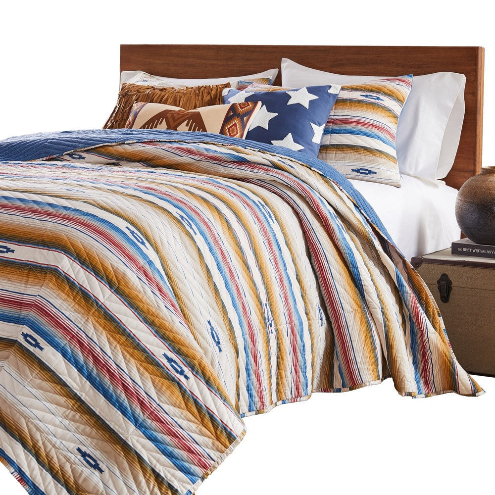 Rey 2pc XL Twin Quilt and Pillow Sham Set Multicolor Chevron Print By Casagear Home BM319650