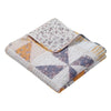 Jey 50 x 60 Quilted Throw Blanket, Patchwork Pinwheel, Peach, Blue Cotton By Casagear Home