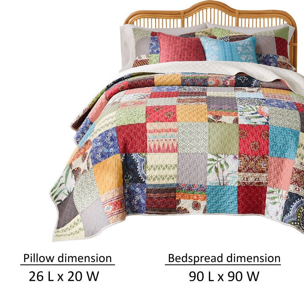 Lily 3pc Full to Queen Quilt and Pillow Sham Set Multicolor Patchwork By Casagear Home BM319660