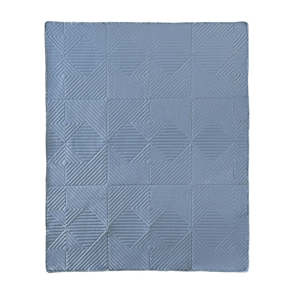 Ahab 50 x 60 Inch Quilted Throw Blanket with Fill Dutch Velvet Spa Blue By Casagear Home BM319664