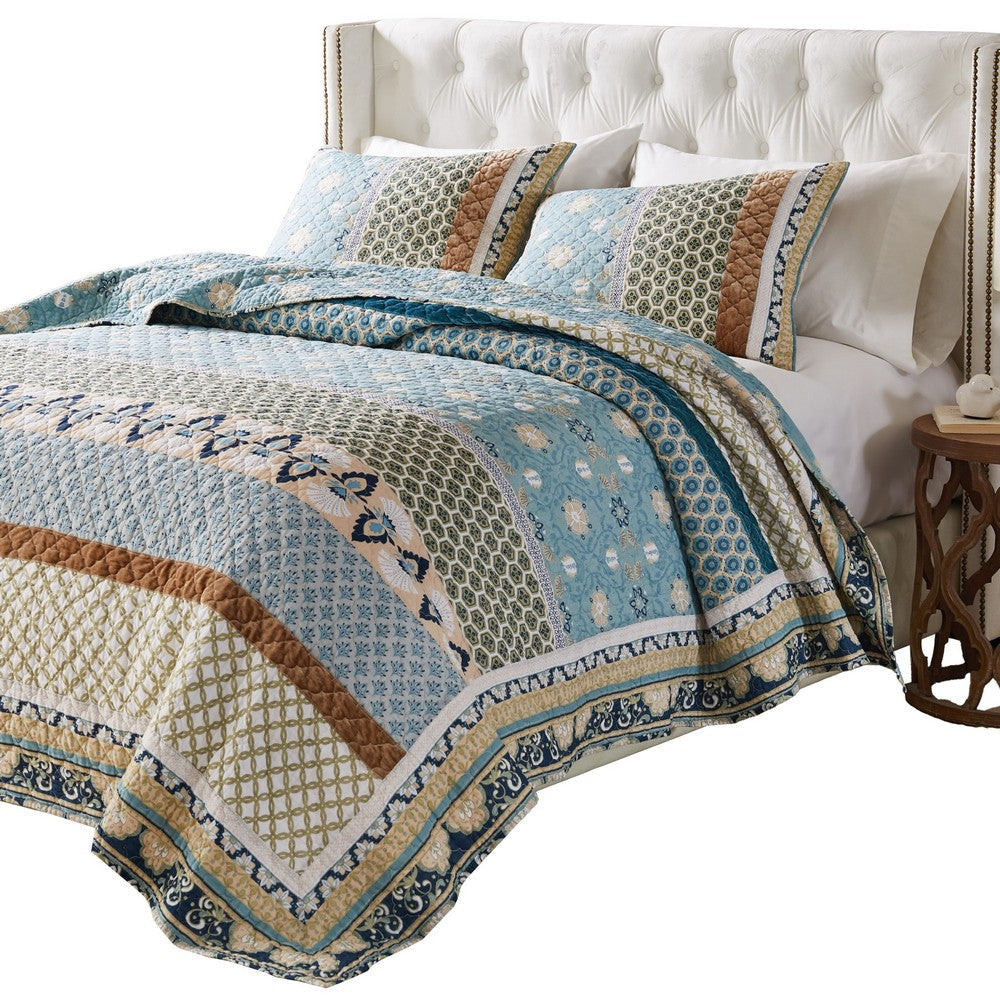 Ello 2pc XL Twin Quilt and Pillow Sham Set Bohemian Print Multicolor By Casagear Home BM319671