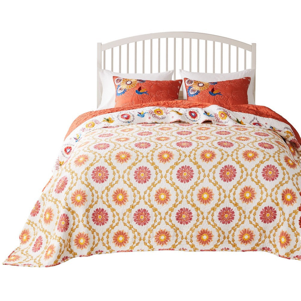 Xan 3pc Queen Bedspread and Pillow Sham Set Bouquet Print Multicolor By Casagear Home BM319680