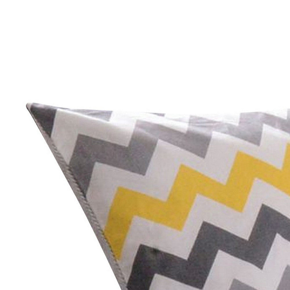 36 Inch Quilted King Pillow Sham Chevron Geometric Print Yellow Gray By Casagear Home BM319684