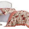 Lire 3pc Full to Queen Quilt and Pillow Sham Set Windflowers Red White By Casagear Home BM319685