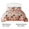 Lire 3pc Full to Queen Quilt and Pillow Sham Set Windflowers Red White By Casagear Home BM319685