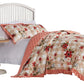 Lire 3pc King Quilt and Pillow Sham Set Windflowers Print Red White By Casagear Home BM319686