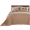 Dorra 3pc King Bedspread Set 2 Shams Floral Crest Beige Yellow Cotton By Casagear Home BM319688