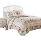 Rosle 3pc King Size Bedspread Set, 2 Shams, Rose Print, Soft Blue Cotton By Casagear Home