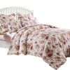 Rosle 3pc Full/Queen Duvet Cover Set 2 Shams Ivory and Red Floral Cotton By Casagear Home BM319698