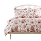 Rosle 3pc King Duvet Cover Set with 2 Shams, Ivory and Red Floral Cotton By Casagear Home