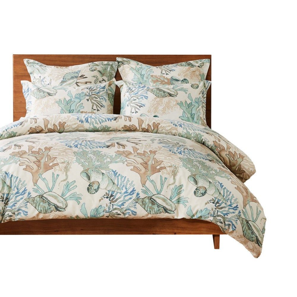 Wade 2pc Twin Duvet Cover Set with Sham, Jade Blue Coastal Design Cotton By Casagear Home