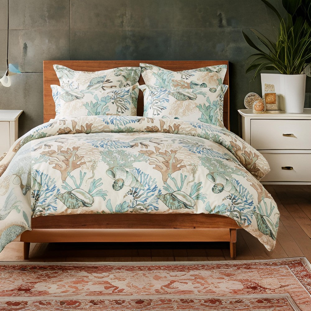 Wade 3pc Full/Queen Duvet Cover Set Sham Jade Blue Coastal Design Cotton By Casagear Home BM319701