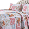 Vanie 3pc Full/Queen Quilt Set Scalloped Edges Blue White Pink Cotton By Casagear Home BM319715