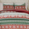 Reindeer 3pc Full/Queen Quilt Set Dutch Velvet Back Red Green Christmas By Casagear Home BM319717