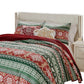 Reindeer 3pc King Size Quilt Set Dutch Velvet Back Red Green Christmas By Casagear Home BM319718