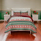 Reindeer 3pc King Size Quilt Set Dutch Velvet Back Red Green Christmas By Casagear Home BM319718