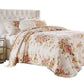 Givi 3pc King Quilt Set Shams Red and Floral Beige Buttercup Cotton By Casagear Home BM319722