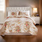 Givi 3pc King Quilt Set Shams Red and Floral Beige Buttercup Cotton By Casagear Home BM319722