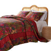 Lewi 3pc Queen Quilt Set Floral Kantha Style Dark Red Floral Cotton By Casagear Home BM319728