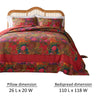 Lewi 3pc Queen Quilt Set Floral Kantha Style Dark Red Floral Cotton By Casagear Home BM319728