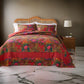 Lewi 3pc Queen Quilt Set Floral Kantha Style Dark Red Floral Cotton By Casagear Home BM319728