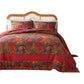 Lewi 3pc Queen Quilt Set, Floral, Kantha Style Dark Red Floral Cotton By Casagear Home