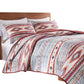 Pimi 3pc Full/Queen Quilt Set Geometric Stone Blue and Red Polyester By Casagear Home BM319729