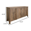 Gena 73 Inch Sideboard Buffet Console 4 Doors Brown Solid Mango Wood By Casagear Home BM319734