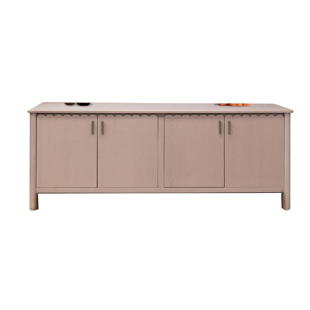 Jazz 76 Inch Sideboard Buffet Console 4 Doors Light Pink Solid Wood By Casagear Home BM319737