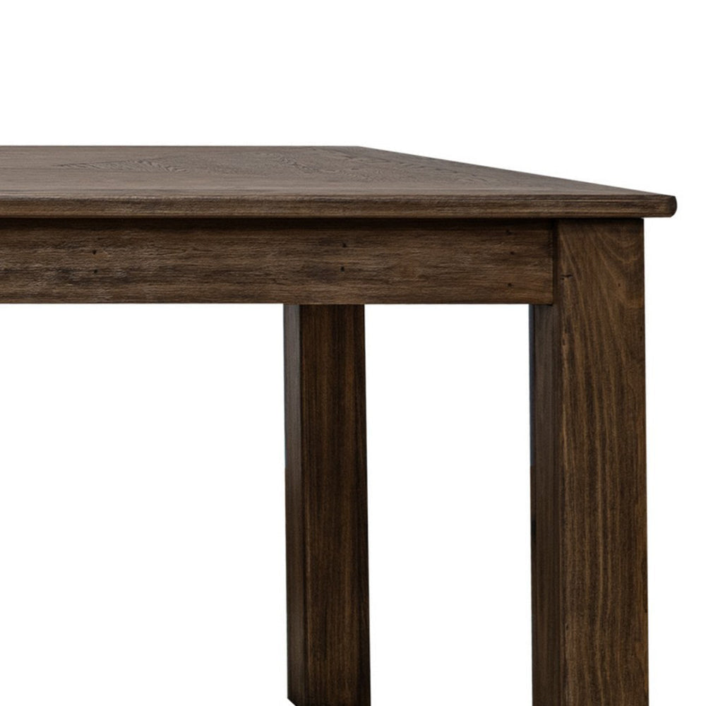 Loe Dining Table 79 Inch Rectangular Top Farmhouse Brown Solid Wood By Casagear Home BM319742