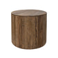 Eray Side End Table, 26 Inch Round Drum Top, Brown Solid Mango Wood By Casagear Home