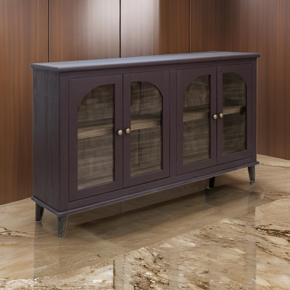 Nove 71 Inch Sideboard Console Gold Metal Knobs Arch Doors Purple Solid Wood By Casagear Home BM319758