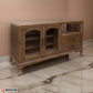 Lete 72 Inch Sideboard Console 2 Glass Doors Drawers Brown Solid Wood By Casagear Home BM319759