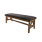 Pola Dining Bench Dark Gray Upholstered Seat Brown Solid Pine Wood By Casagear Home BM319760